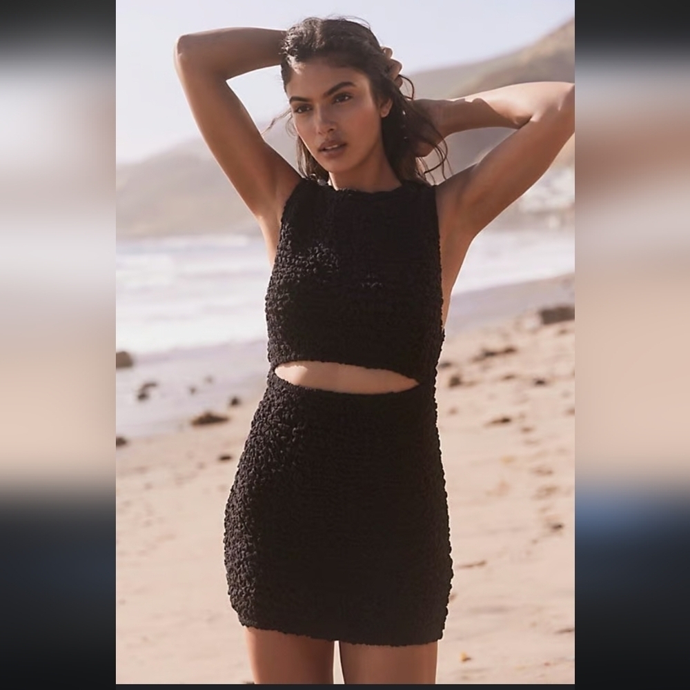 Free People Scarlett Solid cut Out Mini DressBodycon Black XS.